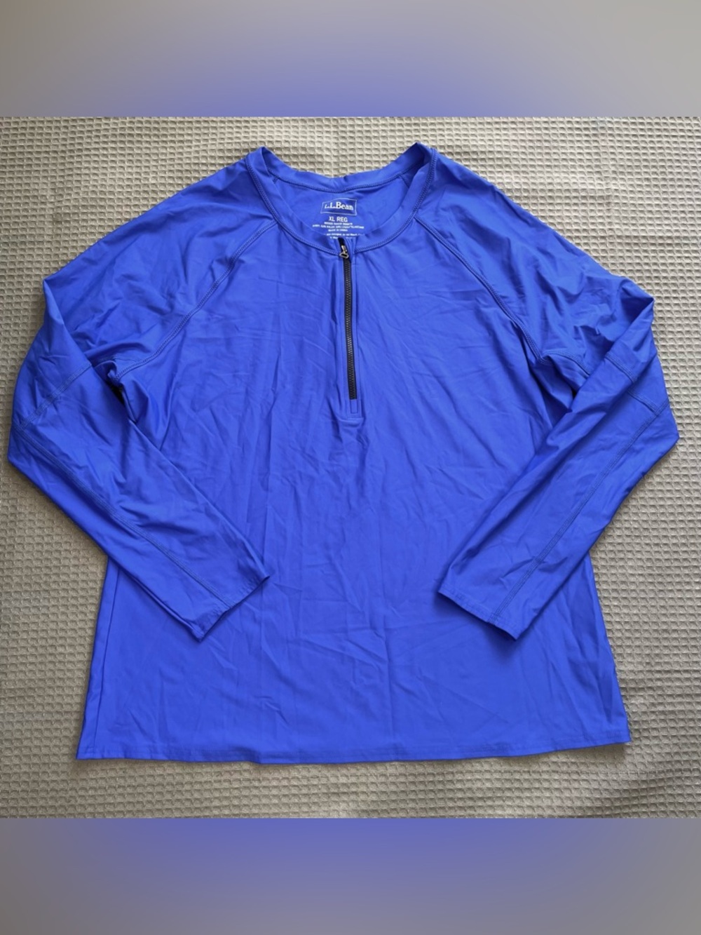 LL Bean Rash Guard Swim Shirt XL Womens 1/4 Zip Blue Long Sleeve Surf Beach